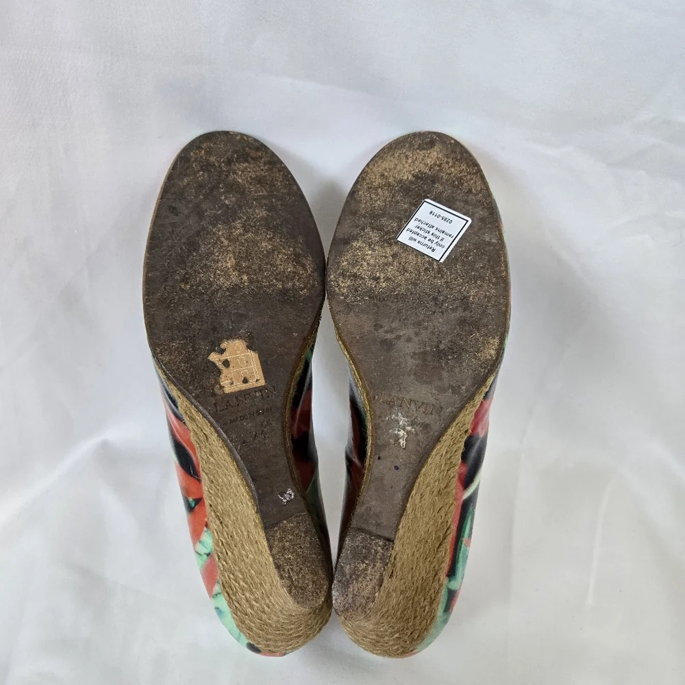 Lanvin Womens Leather Multicolor Floral 3.5